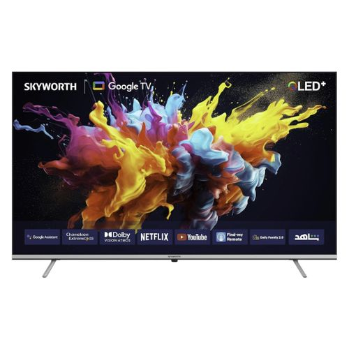 Skyworth 55-inch 4K QLED Google TV (55Q6500G). UHD, HDR10+, Dolby Vision, Hands-free Voice Control, and Frameless Design.