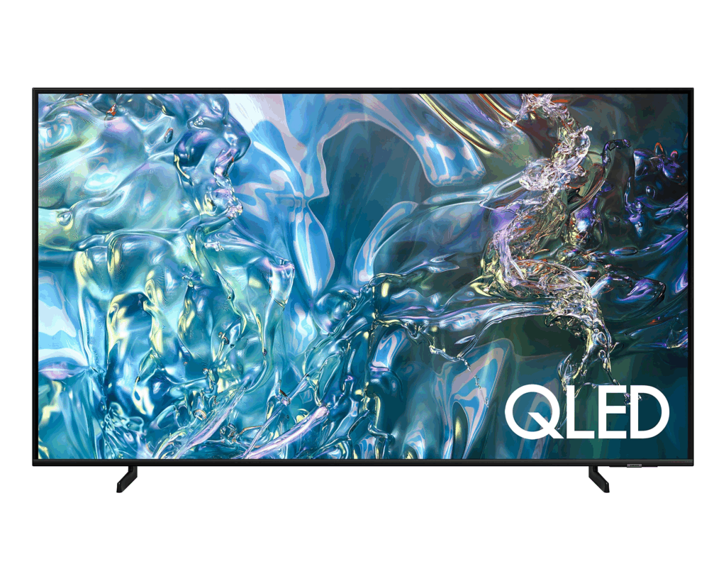 Samsung 55-inch QLED 4K Smart TV (55Q60DAU). Quantum Processor Lite, 100% Color Volume, AirSlim Design, and Smart Hub.