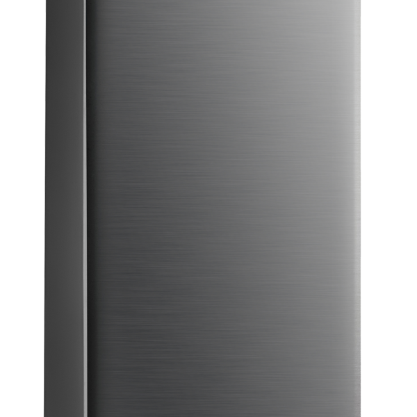 Beko 198L Single Door Fridge (BAS598X). Inox Silver, Safety Glass shelves, A+ Energy Rating, and Reversible Door design.