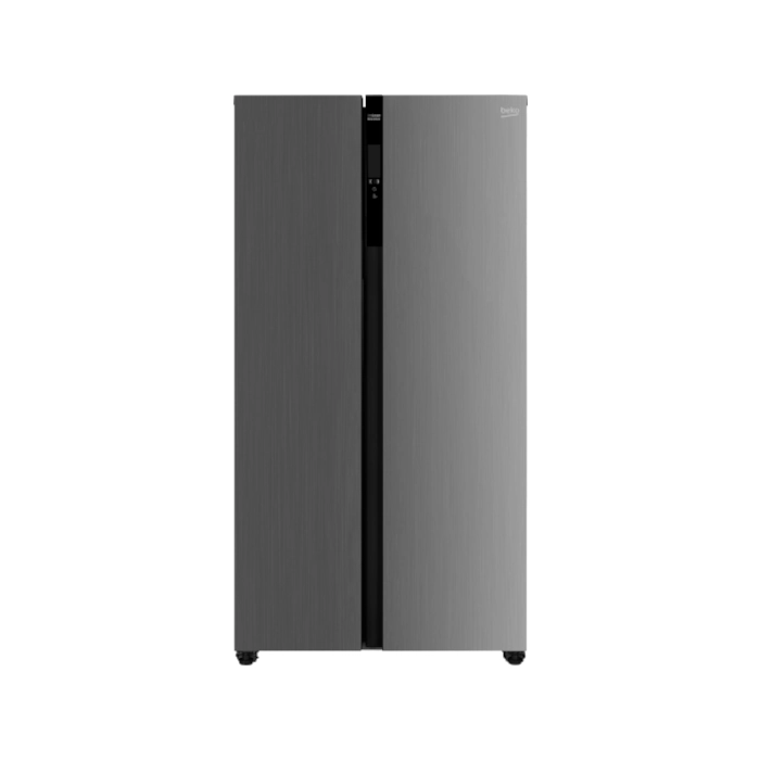 Beko Side-by-Side Fridge (BFF255). 472L capacity, No Frost, Inverter, A+ Energy Rating, and LED Touch Display