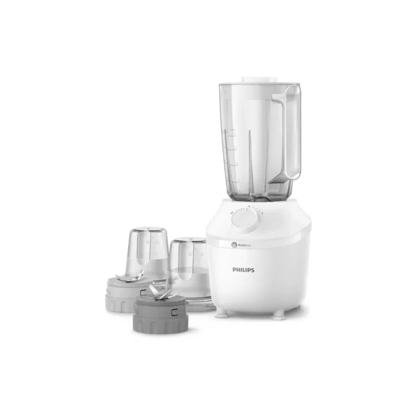 Philips HR2041/30 3000 Series Blender. 450W motor, 1.9L plastic jar, and ProBlend system for smooth textures in 45 seconds.