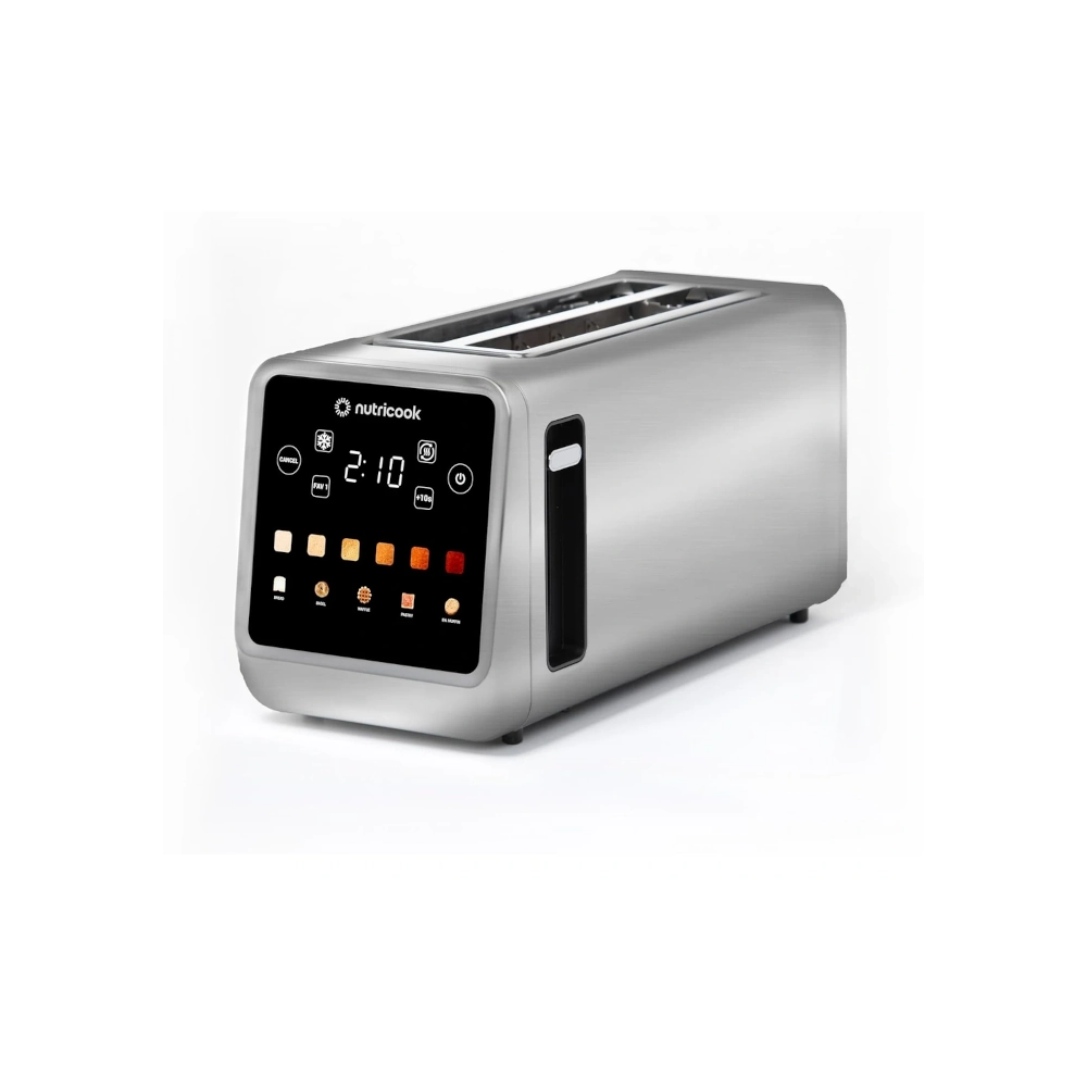 Panasonic 2-Slice Toaster (NC-TS401) with Stainless Steel accents. Includes a high-lift lever and removable crumb tray.