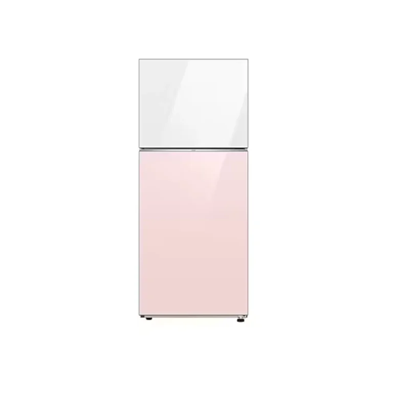 Samsung 393L Bespoke Fridge (RT38CB66218C). White & Pink, No-Frost, WiFi SmartThings, and 20-year compressor warranty.
