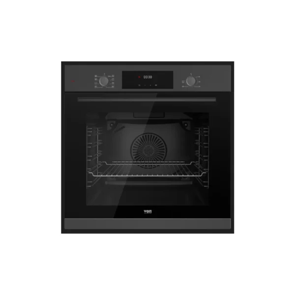 Von Built-In Oven (VBO6081DFP). 73L capacity, 8 functions, built-in Air Fryer, Digital Timer, and Platinum Grey finish.