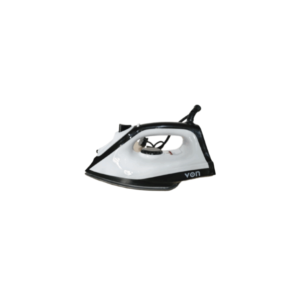 Von VID102NSK 1000W Dry Iron in Black. Non-stick soleplate, 360° swivel cord, and precision tip for effortless ironing.