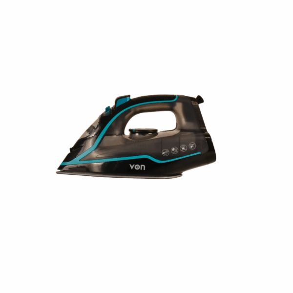 Von VIS241CSK 2400W Steam Iron. Ceramic soleplate, 350ml tank, and anti-drip, anti-calc, and auto-shutoff features.