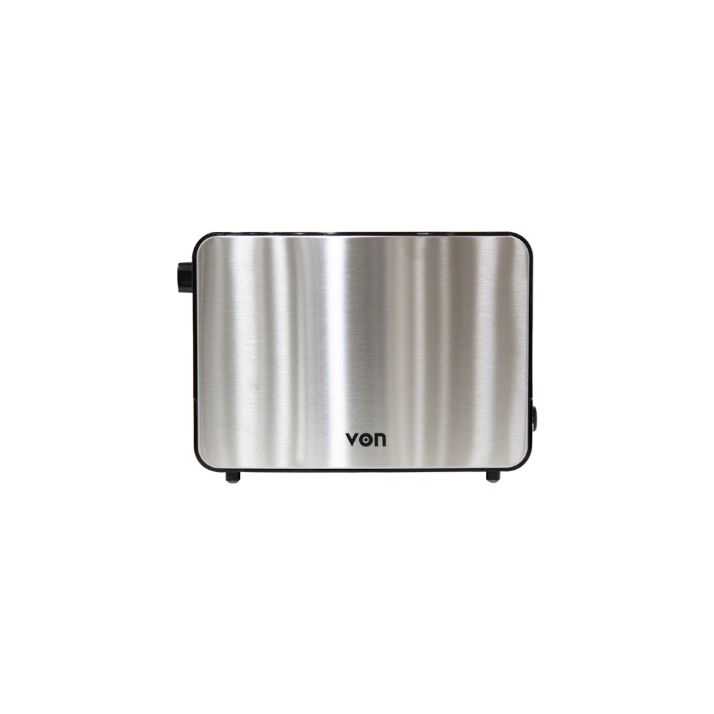 Von VSTP02MVK 2-Slice Sandwich Toaster. Non-stick coated plates, power/ready indicator lights, and cool-touch handle.