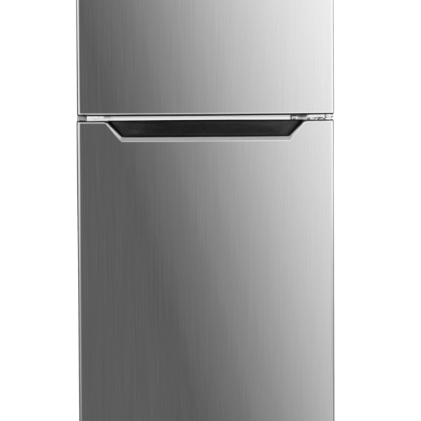 Beko 198L Double Door Fridge (BAD526-KE). Inox Silver, No-Frost, Safety Glass shelves, A+ energy rating, and LED lighting.