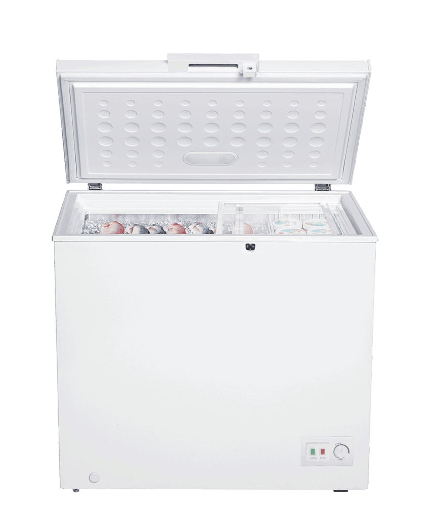 Beko 200L Chest Freezer (BCF2222-UK-KE). White, Tropicalized, MinFrost, lock & key, and energy-efficient cooling system.