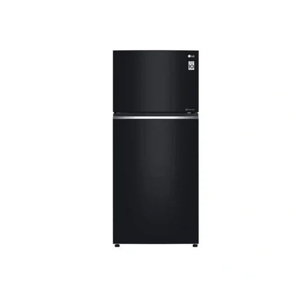 LG 506L Top Freezer Fridge (GN-C702SGGU). Black Glass, Inverter Linear Compressor, DoorCooling+, and Hygiene Fresh+ filter.