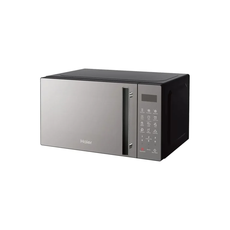 Haier HMW20DBM 20L Solo Digital Microwave, mirror finish. Compact size, 700W power, and simple controls for daily reheating.