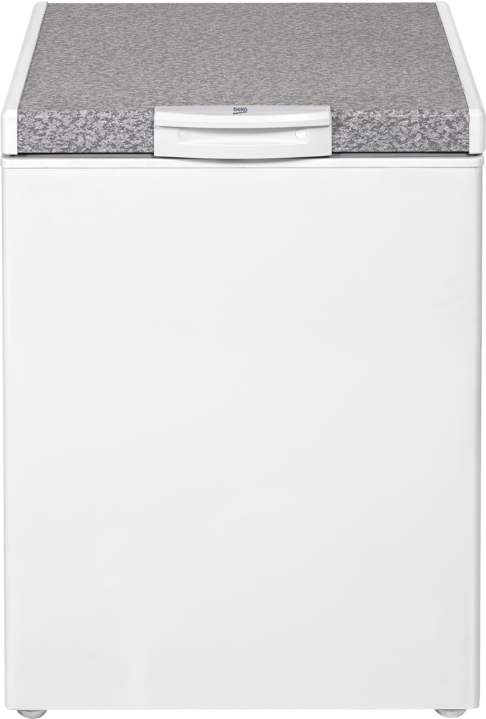 Beko 200L Chest Freezer (HS195-KE). White, Tropicalized, MinFrost, lock & key, and energy-efficient cooling system.