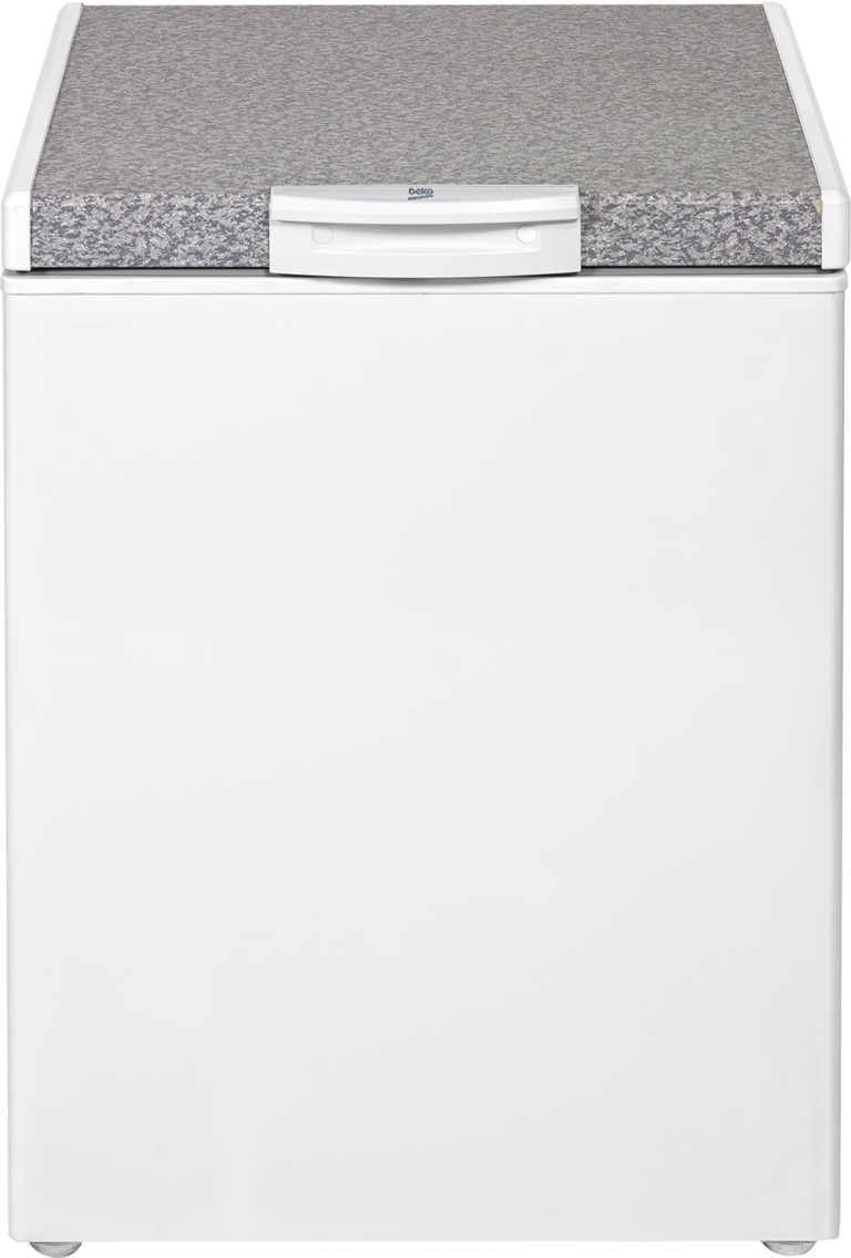 Beko 200L Chest Freezer (HS195-KE). White, Tropicalized, MinFrost, lock & key, and energy-efficient cooling system.