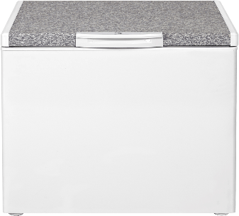 Beko 300L Chest Freezer (HS305-KE). White, Tropicalized, MinFrost, lock & key, and energy-efficient cooling system.