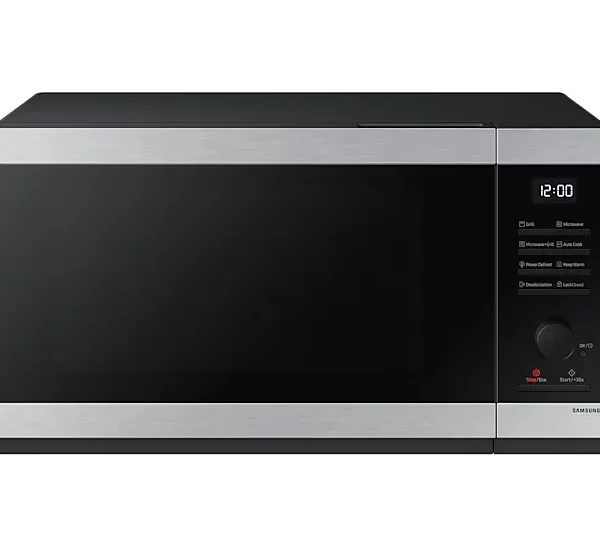 Silver Samsung MG40DG5524ATSG 40L Grill Microwave. Huge capacity for large Kenyan family meals, featuring Quick Defrost.