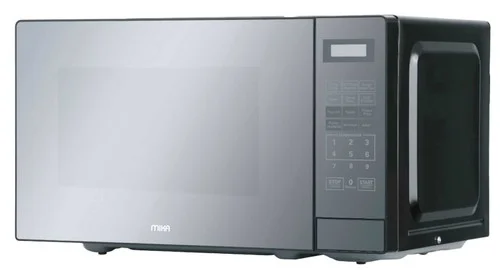 Black Mika MMWDGPB2075MB 20L Solo Microwave. Features digital controls and 5 power levels, ideal for small modern Kenyan kitchens.
