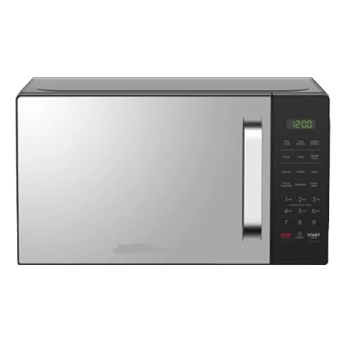 Mika MMWDSPH2045MB 20L Solo Microwave, Mirror Black finish. Features digital controls and 6 Auto Menu programs for easy cooking.