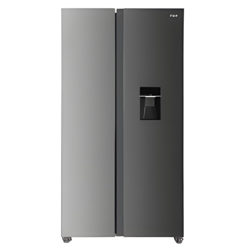 Mika 595L Side-by-Side Fridge (MRNF2DW595XLBV). Silver, Water Dispenser, AI Inverter, No-Frost, and 3-Zone Digital Control.