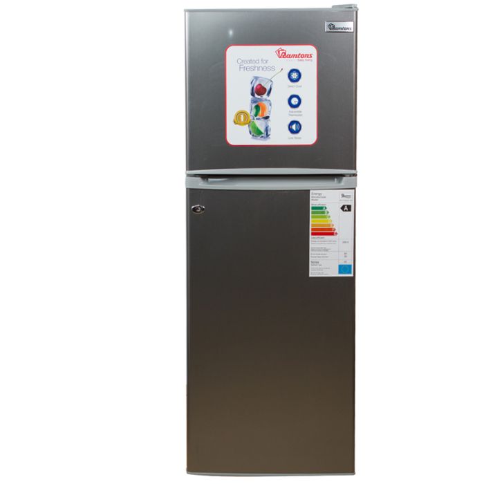 Ramtons 170L Single Door Fridge (RF/177). Silver finish, Direct Cool, lockable door, and energy-efficient 120W power.