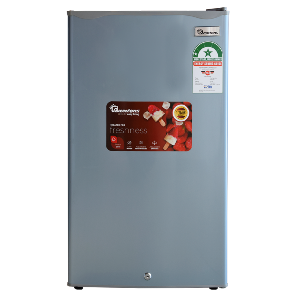 Ramtons 90L Single Door Fridge (RF/246). Blue finish, Direct Cool, lockable door, can holder, and energy-efficient 90W.