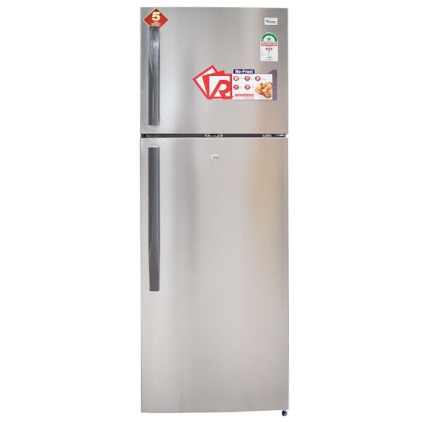Ramtons 325L Double Door Fridge (RF/333). Silver, No Frost, Inverter Compressor, LED display, and energy-efficient 150W.