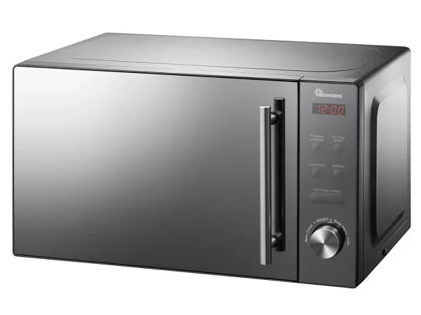 Black Ramtons RM/458 20L Digital Solo Microwave. Features glass door, 700W power, and 8 Auto Menus for convenient reheating.
