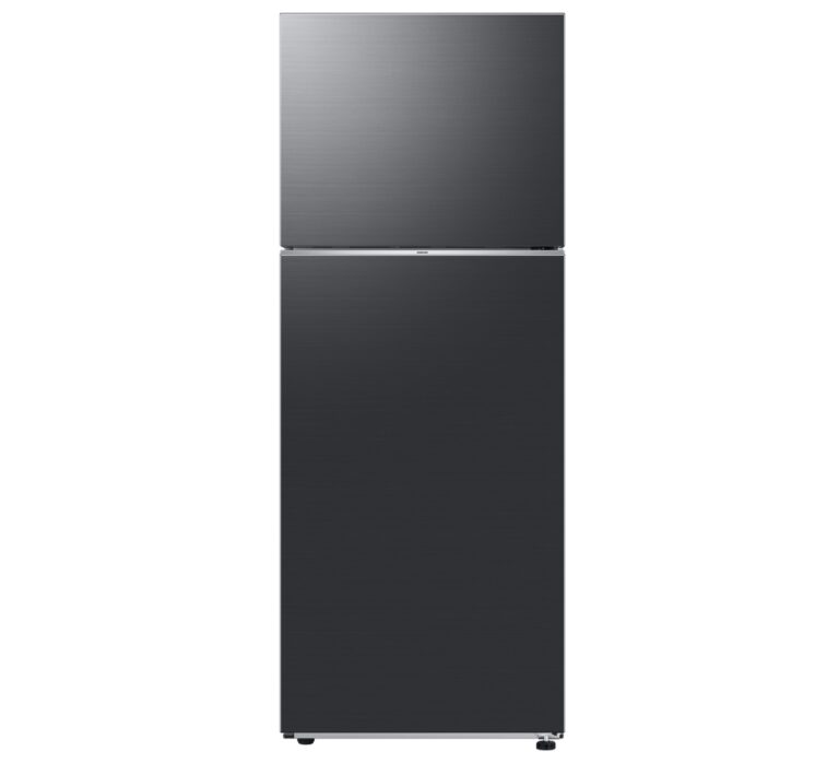 Samsung 465L Double Door Fridge (RT47CG6631B1). Black, No-Frost, SpaceMax, AI Inverter, and 20-year compressor warranty.