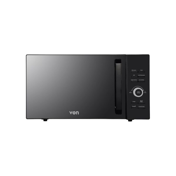 Von VAMG-21DGK 21L Digital Grill Microwave, black. Offers 5 power levels and a combination grill function for baking and reheating.