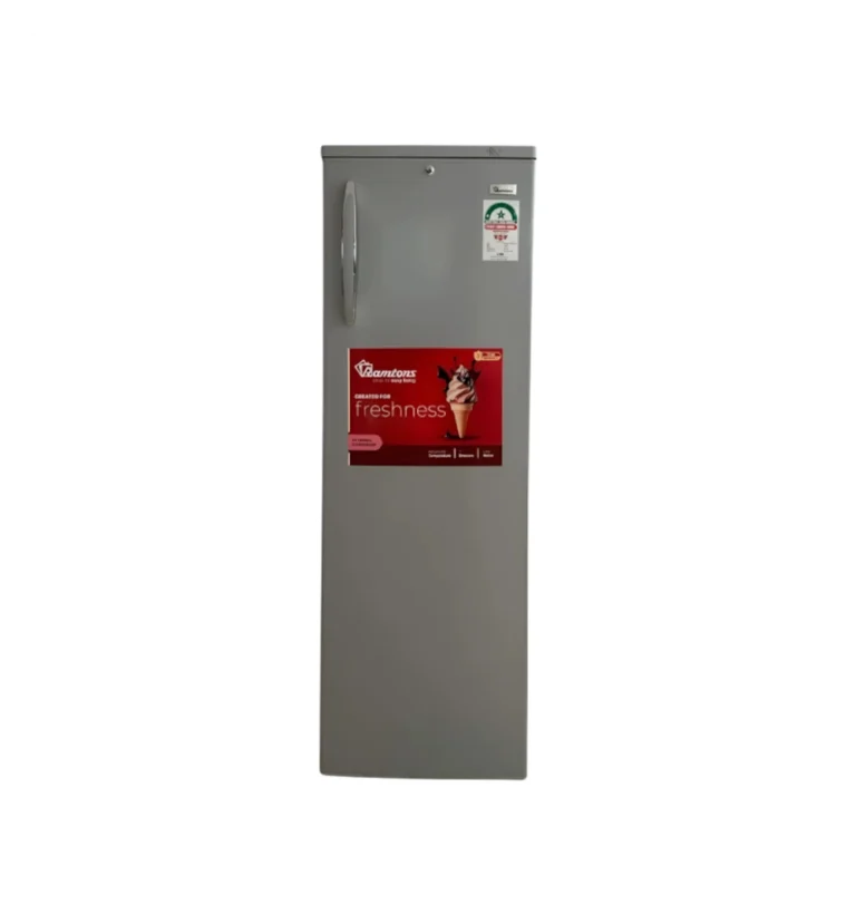 Ramtons 150L Upright Freezer (CF215). White, Tropicalized, 1-door, lock & key, and energy-efficient cooling system.